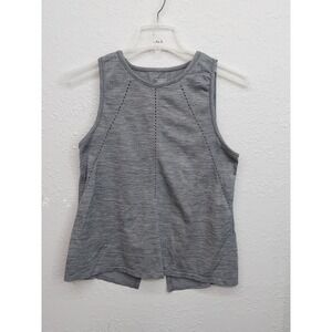 Athleta Foothill Tank Top Womens Medium Heather Gray Split Flyaway Back Yoga